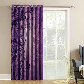 Bagaille CURTAIN ★ CANVAS PLUM Purple Curtains for Patio Doors Dark Purple Violet Grommets